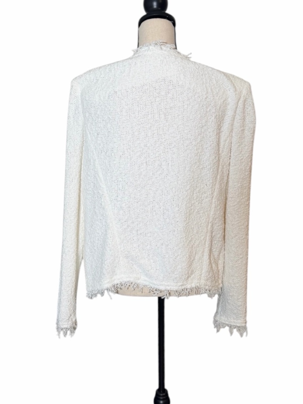 IRO Woman’s Paris Shavani Frayed Tweed Jacket in Optic White - Size 44 (US 12) - Picture 3 of 12